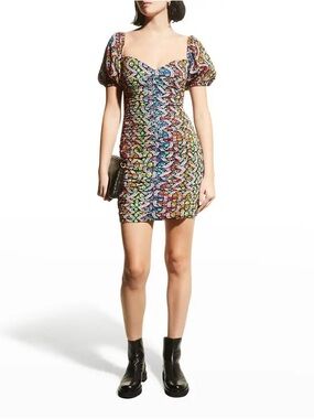 RHODE Esme Mini Dress with Multicolor Floral Print